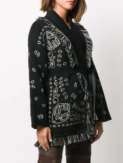 Shop Alanui Knitted Paisley Pattern Cardigan In Black