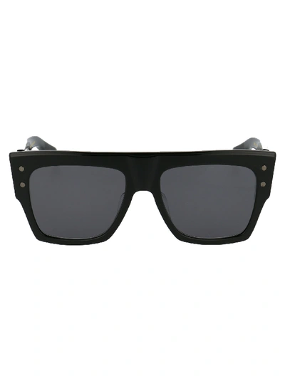 Shop Balmain Sunglasses In Black Black Rhodium W/dark Grey Ar