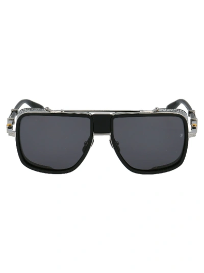 Shop Balmain Sunglasses In Black Palladium Matte Black Silver Dark Grey Ar