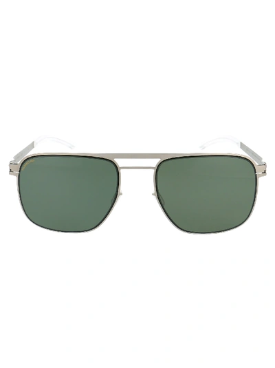 Shop Mykita Sunglasses In Matte Silver/black Polpro Green