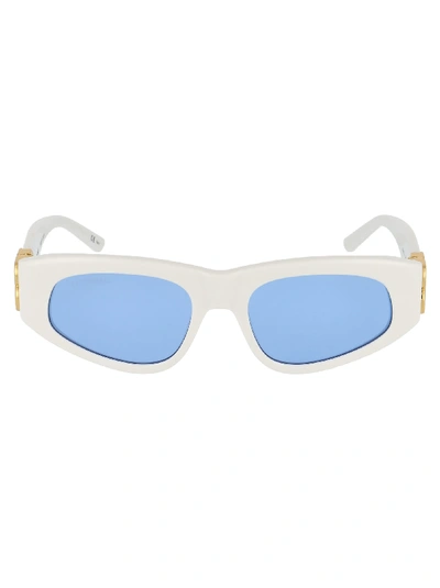 Shop Balenciaga Sunglasses In White Gold Light Blue