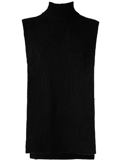 Shop Gloria Coelho Turtle Neck Knit Vest In Black
