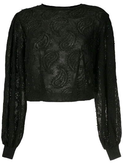 Shop Nk Randy Jacquard Embroidery Blouse In Black