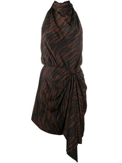 TIGER-PRINT HALTERNECK DRESS