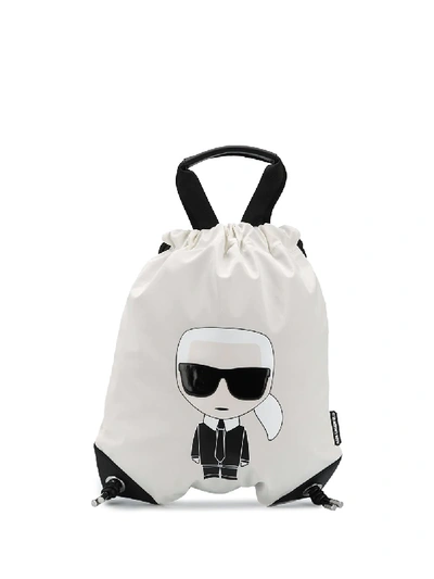 Shop Karl Lagerfeld K/ikonik Drawstring Backpack In White