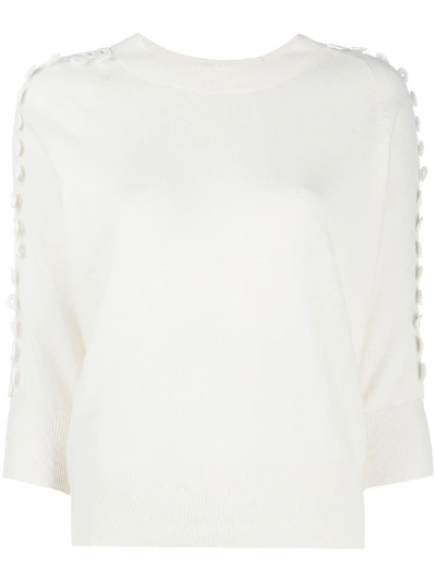 Shop See By Chloé Crochet-trim Sweater Top In White