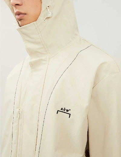 Shop A-cold-wall* Funnel-neck Drawstring-hood Shell Coat In Moonbeam