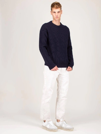 Shop Maison Margiela Marine Knit Sweater In Blue