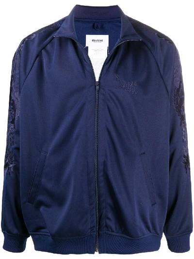 Shop Doublet Embroidered Detail Track Jacket In Blue
