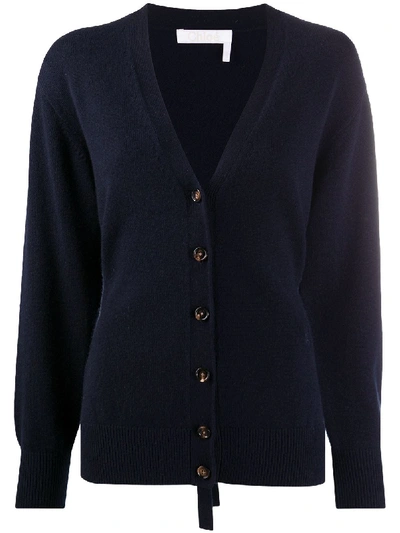 Shop Chloé Knitted Cardigan In Blue