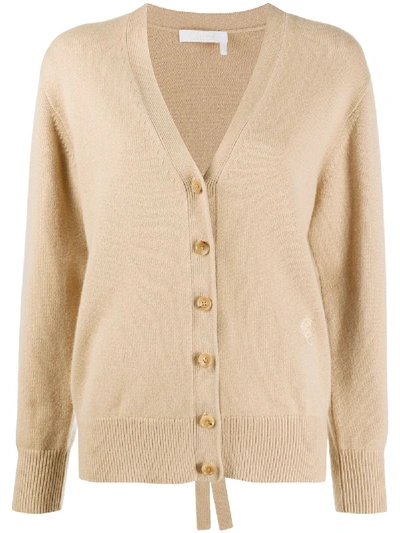 Shop Chloé Knitted Cardigan In Neutrals