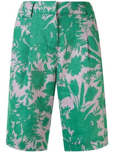 Shop Alexis Talbot Botanical Print Shorts In Green