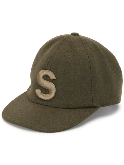 Shop Sacai Logo Embroidered Baseball Cap In Green