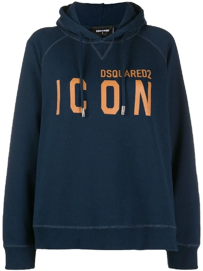 Shop Dsquared2 Slogan Hoodie In Blue