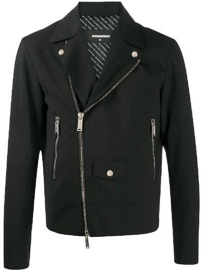 Shop Dsquared2 Zipped Biker Jacket In Black