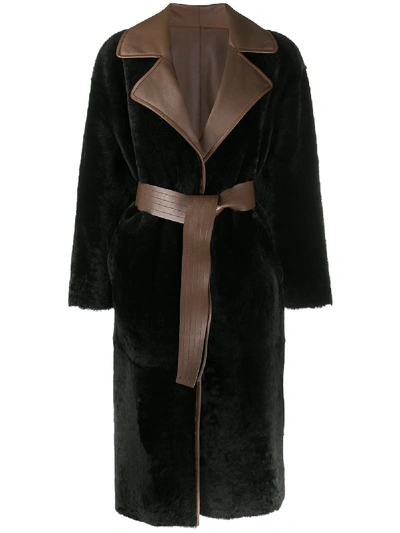 Shop Blancha Reversible Wrap Coat In Brown
