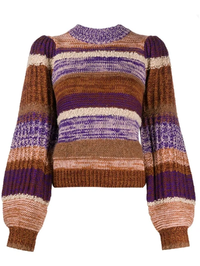 Shop Ulla Johnson Samara Patchwork-knit Jumper In Brown