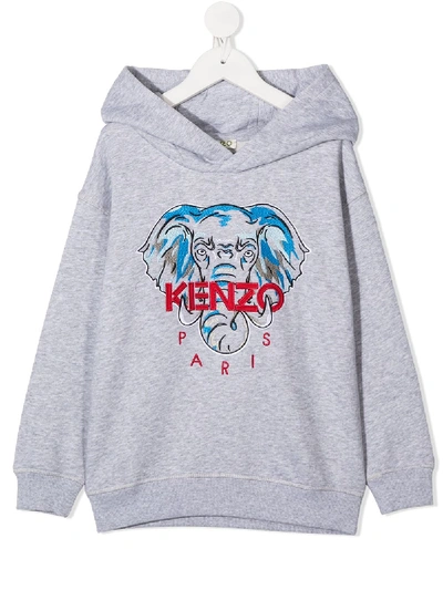 Shop Kenzo Disco Jungle Embroidered Hoodie In Grey