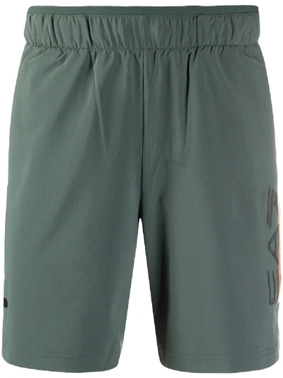 Shop Ea7 Logo Print Track Shorts In Green