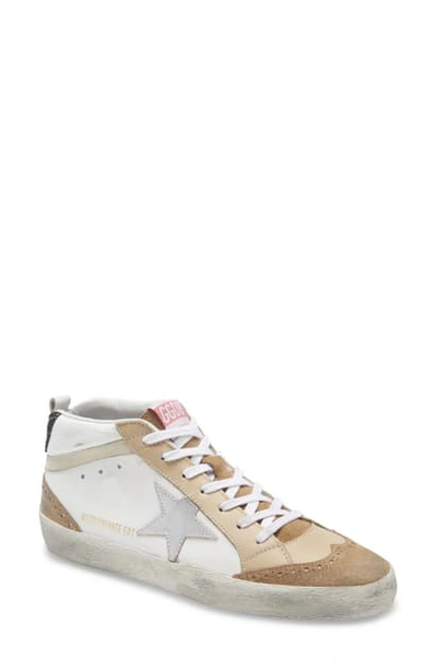 Shop Golden Goose Mid Star Sneaker In White/ Beige
