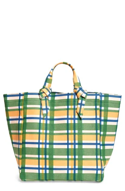 Shop Pamela Munson Mad About Plaid Canvas Tote In Multi