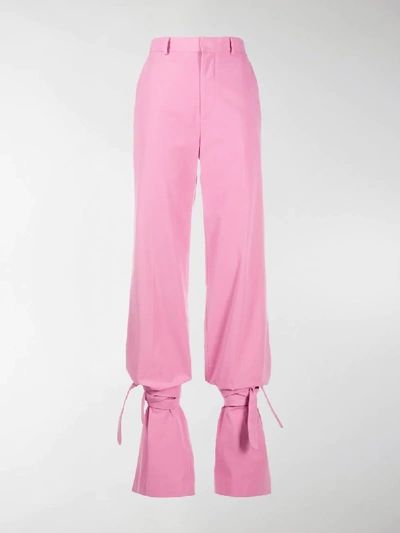 Shop Attico High-waisted Tie-ankle Trousers In Pink