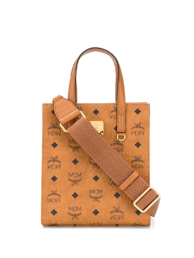 Shop Mcm Monogram Print Tote Bag In Brown