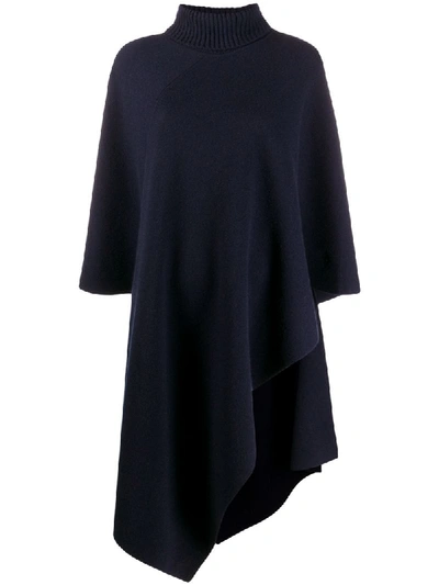 Shop Chloé Knitted Cape In Blue