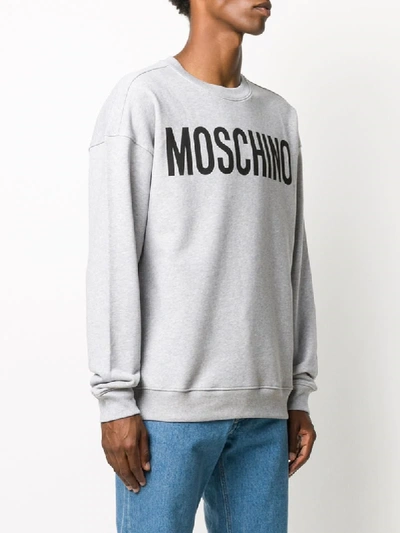 Shop Moschino Logo Print Sweatshirt In Grey