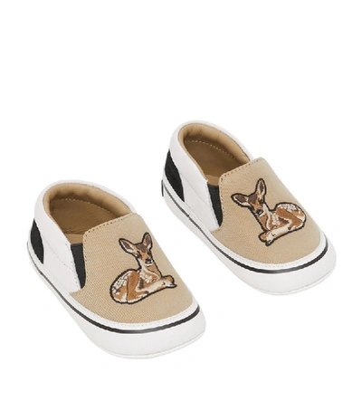 Shop Burberry Kids Deer Motif Slip-on Shoes