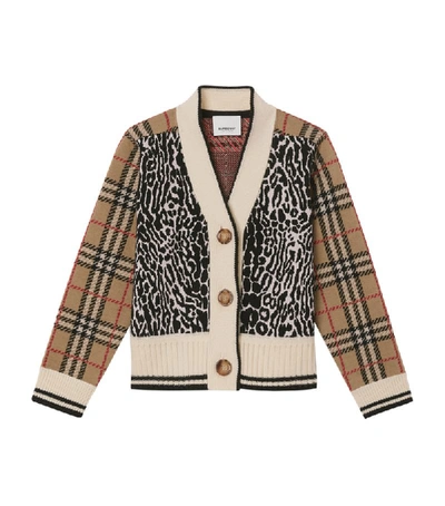 Shop Burberry Kids Vintage Check Leopard Cardigan (3-12 Years)