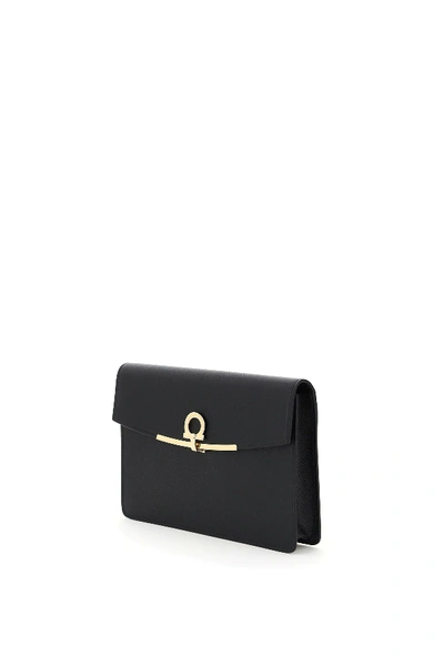 Shop Ferragamo Firenze Clutch With Sf Monogram In Black