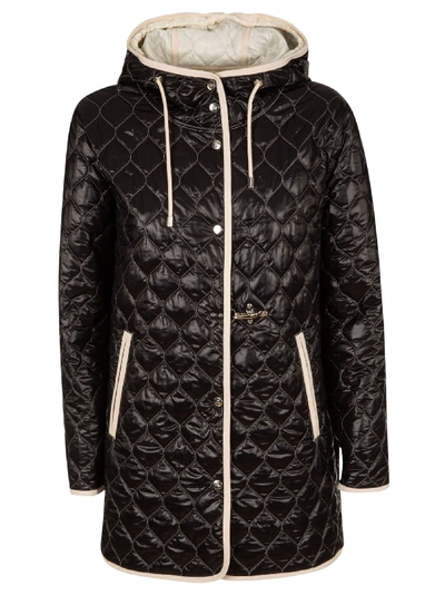 Shop Fay Large Hood Quilted Jacket In Black