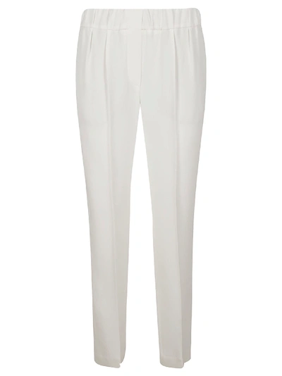 Shop Brunello Cucinelli Rib Waist Trousers In White