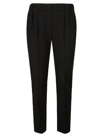 Shop Brunello Cucinelli Rib Waist Cropped Trousers In Black