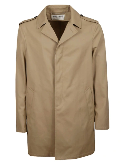 Shop Saint Laurent Classic Coat In Beige