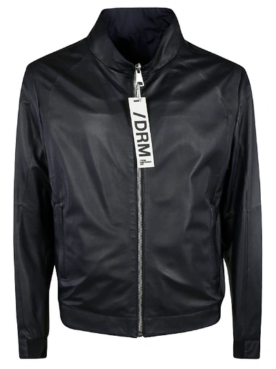 Shop Drome Leather Zip Jacket In Navy