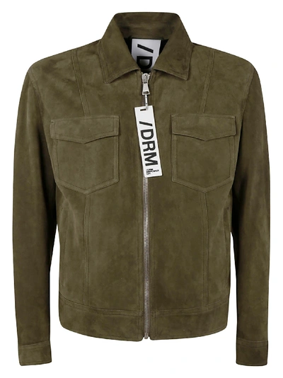Shop Drome Leather Zipped Jacket In Dark Green