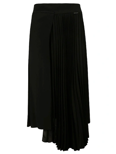 Shop Moncler Long Pleated Skirt In Black
