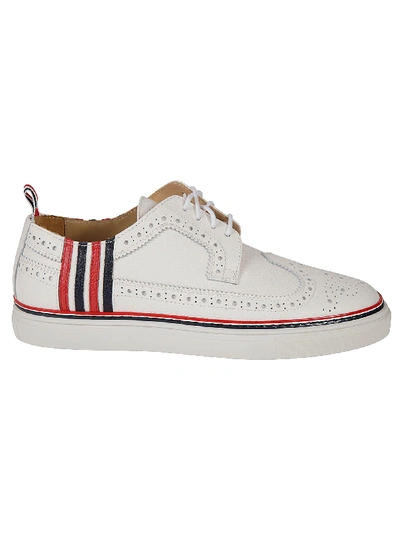 Shop Thom Browne Longwing Brogue Sneakers In White/red/black