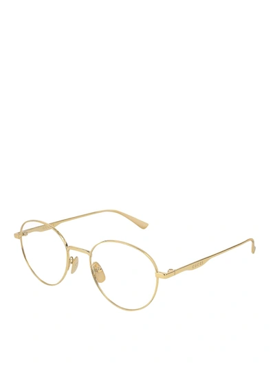 Shop Gucci Metal Round Eyeglasses In Gold