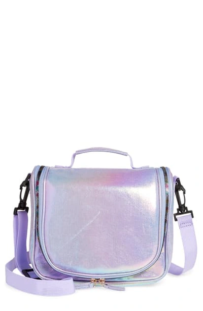Shop Under One Sky Iridescent Faux Leather Lunch Tote In Lilac Ombre