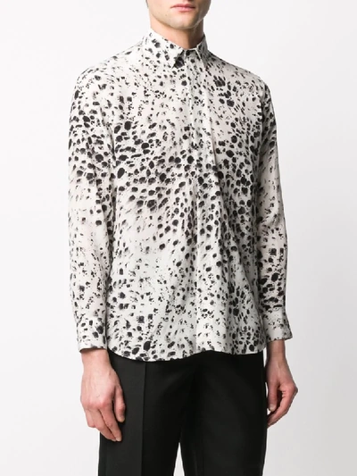 Shop Saint Laurent Snow-leopard Print Shirt In White