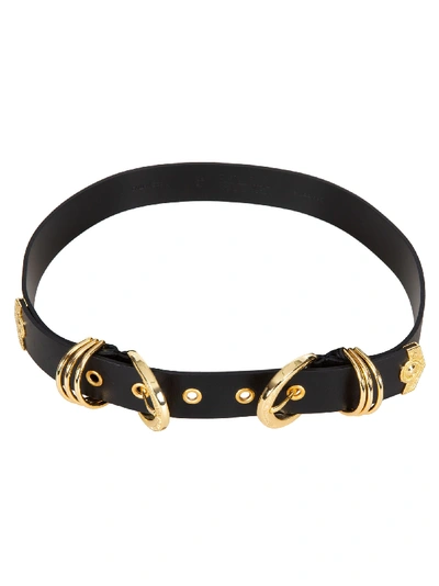 Shop Versace Jeans Couture Eyelet Detail Belt In Black/gold