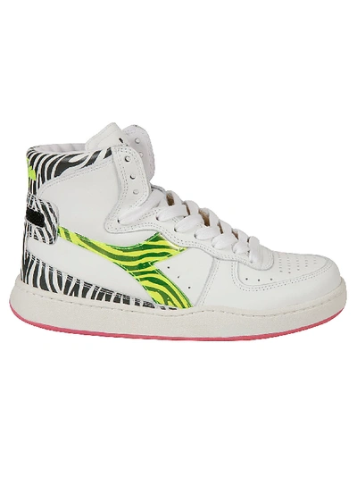 Shop Diadora Mi Basket H Animalier Sneakers In White