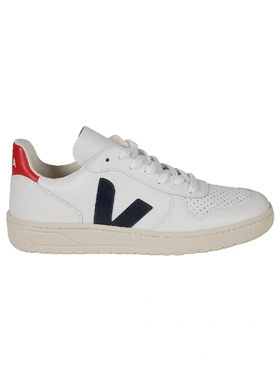 Shop Veja Side V Perforated Sneakers In Extra White/black/red