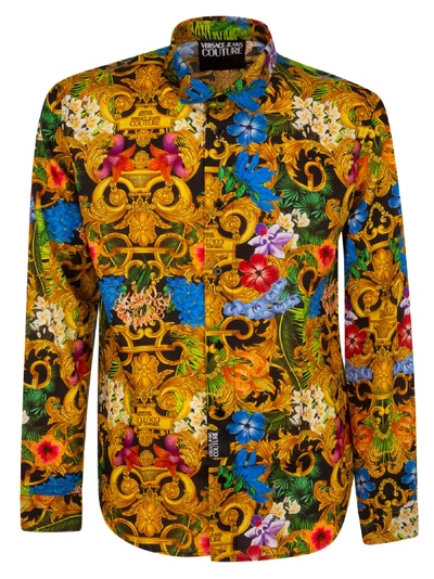 Shop Versace Jeans Couture Jungle Baroque Shirt In Gold/multicolor