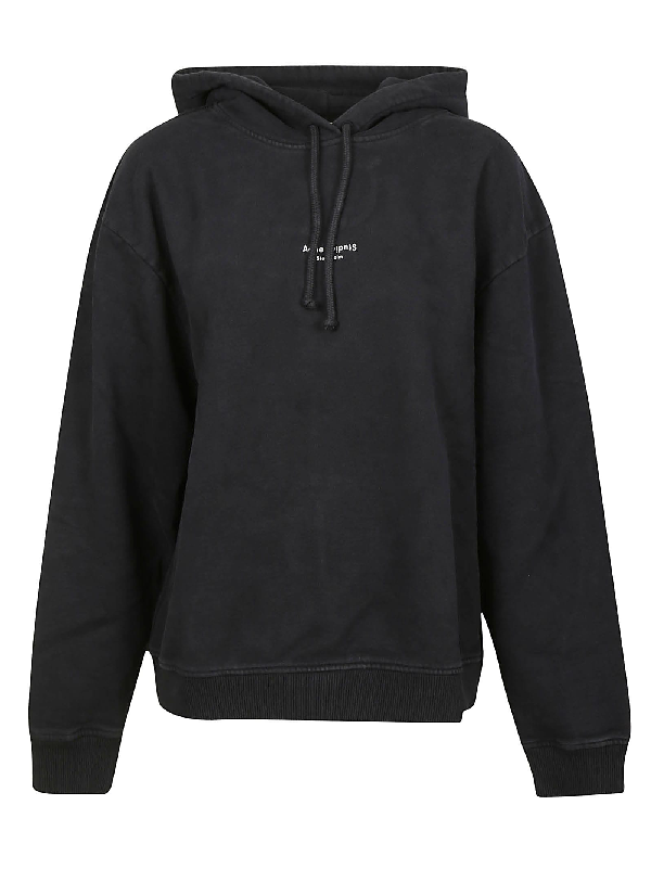 Acne Studios Reverse-logo Hooded Sweatshirt Black | ModeSens