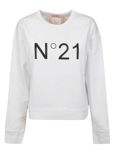 Shop N°21 Logo Printed Sweatshirt In White/black