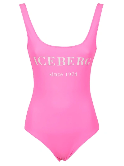 Shop Iceberg Logo Printed Swimsuit In Pink